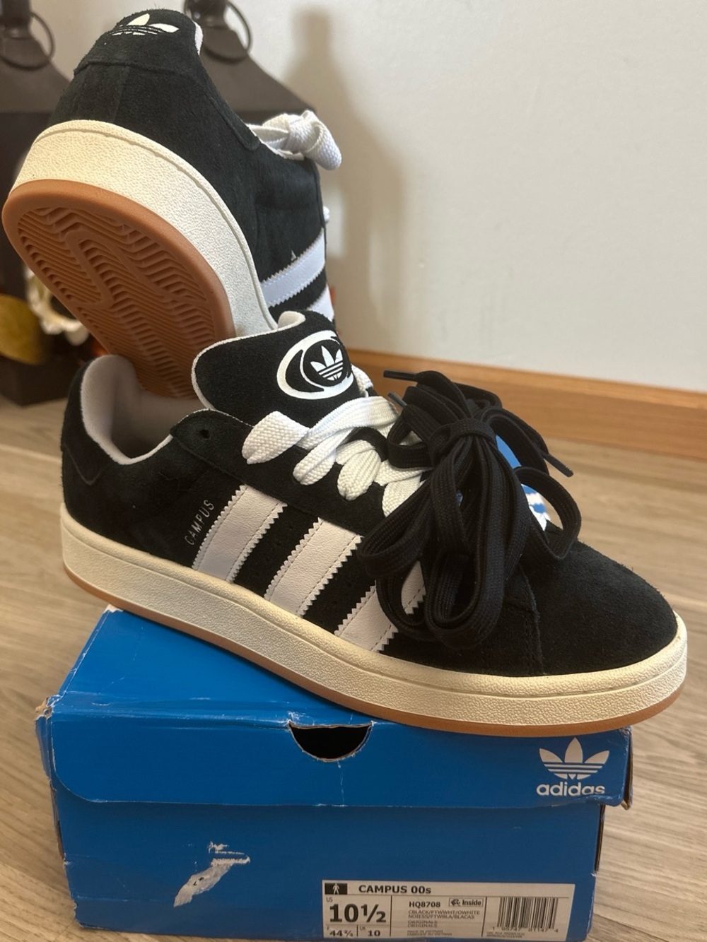 adidas Campus Men’s Sneakers in Black and White with Gum Sole